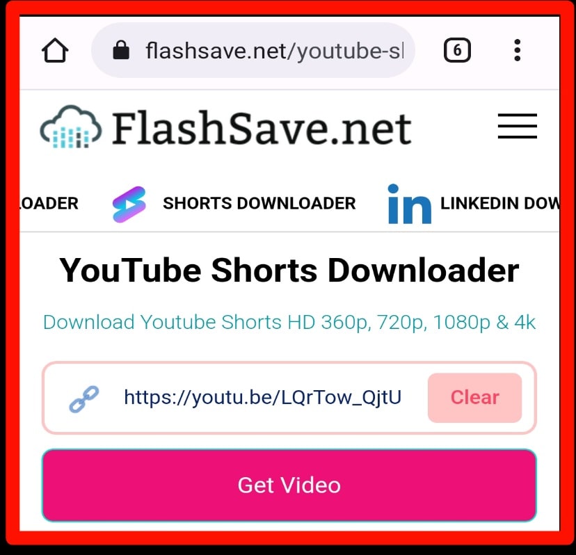 Wklej adres URL YouTube Shorts