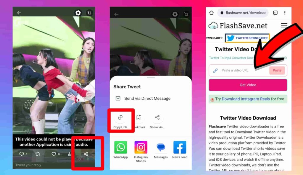 how to copy twitter videos link